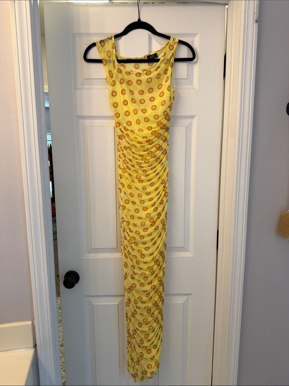 AFRM Yellow Maxi Dress with Orange Polka Dots